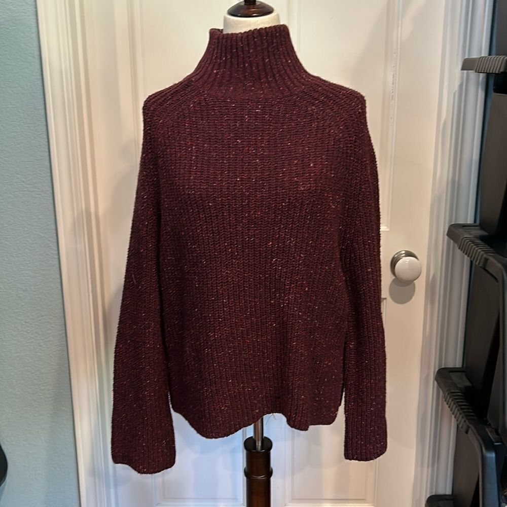 Nwt BP burgundy sweater with mock turtleneck and wide sleeves size small